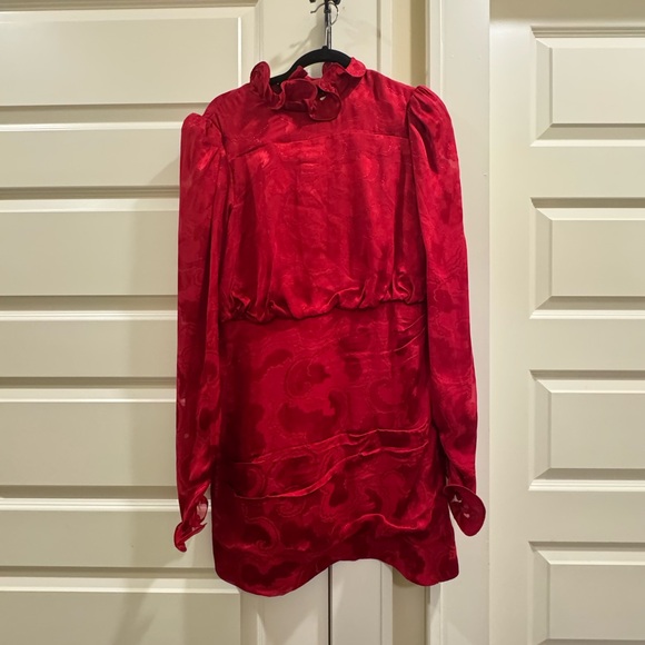 NWOT Saloni Rina Print Silk Blend Minidress Size 8 never worn Red - Picture 3 of 4